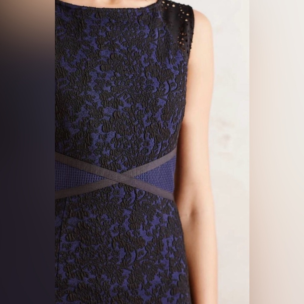 Anthropologie Blue and Black Moulinette Soeurs Larkin Sheath Dress, Size 8 - Picture 3 of 13